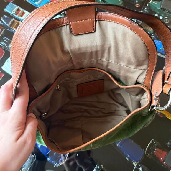 Coach Soho Green Brown Suede Leather Vintage Rare Purse Handbag Y2k 90s - Picture 6 of 8